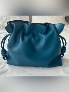 Loewe Medium Flamenco Clutch in Nappa Calfskin Lagoon Blue